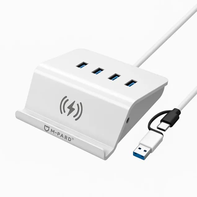 USB3.0/TypeC HUB 15W Wireless Fast Charging Mobile Phone Holder 1.2 Beige MD174