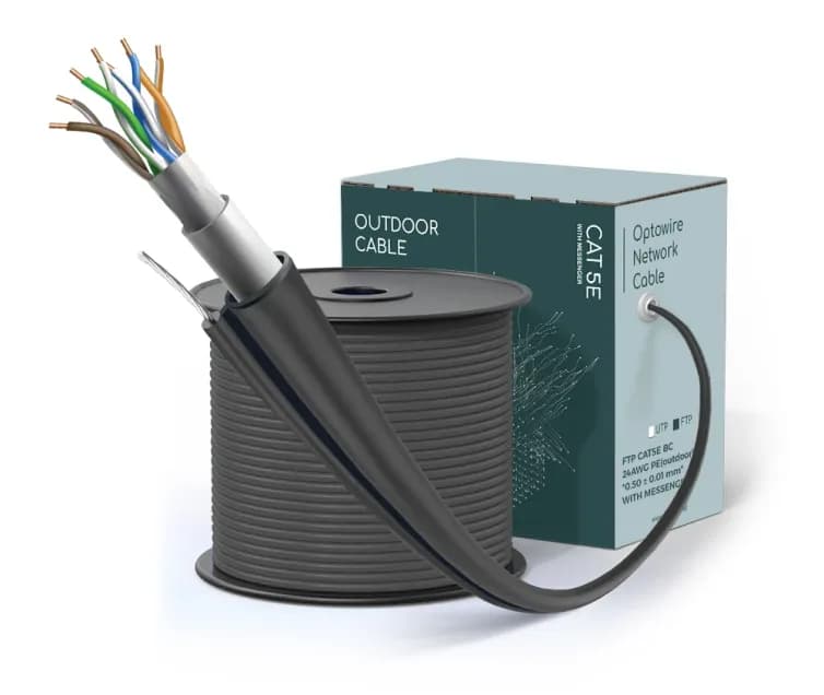 FTP CAT5E BC 24AWG PE(outdoor) "0.50 ± 0.01 mm" WITH MESSENGER