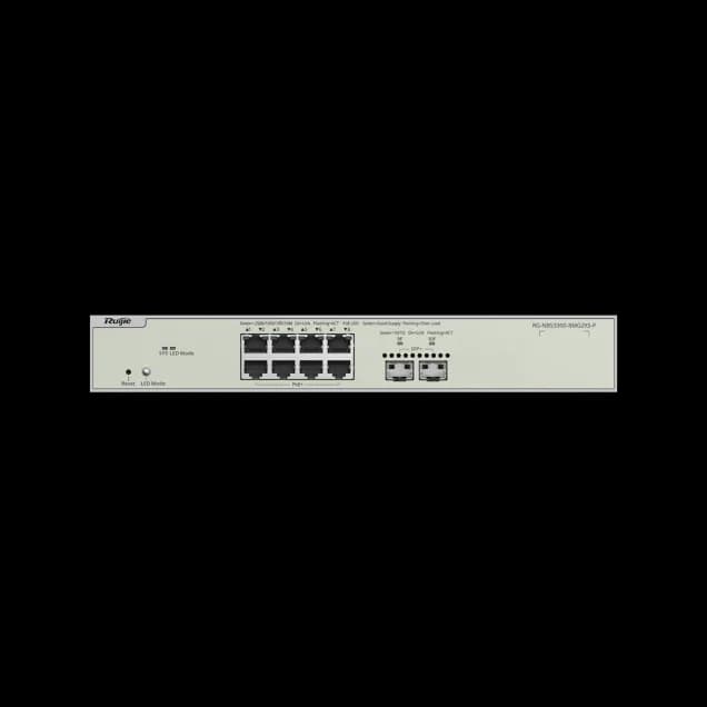 8-Port Muti-Gigabit Layer 2 Managed Switch with 8 x PoE+ Ports, and 2 x SFP+ Uplink Ports RG-NBS3300-8MG2XS-P