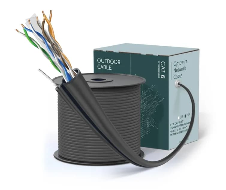 FTP CAT6 BC 23AWG PE(outdoor) "0.57± 0.01 mm" WITH MESSENGER